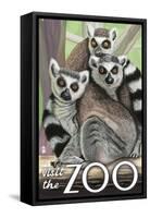 Visit the Zoo, Ring Tailed Lemurs-Lantern Press-Framed Stretched Canvas