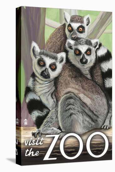 Visit the Zoo, Ring Tailed Lemurs-Lantern Press-Stretched Canvas