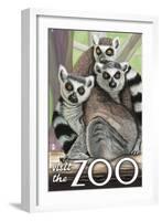 Visit the Zoo, Ring Tailed Lemurs-Lantern Press-Framed Art Print