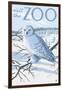 Visit the Zoo, Snowy Owl Scene-Lantern Press-Framed Art Print