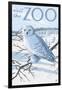 Visit the Zoo, Snowy Owl Scene-Lantern Press-Framed Art Print