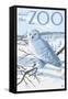 Visit the Zoo, Snowy Owl Scene-Lantern Press-Framed Stretched Canvas