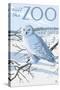 Visit the Zoo, Snowy Owl Scene-Lantern Press-Stretched Canvas