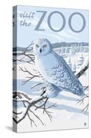 Visit the Zoo, Snowy Owl Scene-Lantern Press-Stretched Canvas