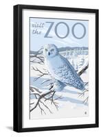 Visit the Zoo, Snowy Owl Scene-Lantern Press-Framed Art Print