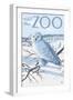 Visit the Zoo, Snowy Owl Scene-Lantern Press-Framed Art Print