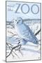 Visit the Zoo, Snowy Owl Scene-Lantern Press-Mounted Art Print