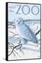 Visit the Zoo, Snowy Owl Scene-Lantern Press-Framed Stretched Canvas