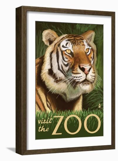 Visit the Zoo, Sumatran Tiger Scene-Lantern Press-Framed Art Print