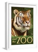 Visit the Zoo, Sumatran Tiger Scene-Lantern Press-Framed Art Print