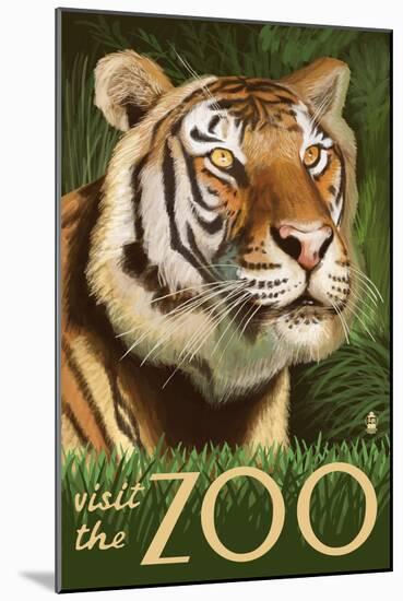 Visit the Zoo, Sumatran Tiger Scene-Lantern Press-Mounted Art Print