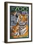 Visit the Zoo - Tiger Family-Lantern Press-Framed Art Print