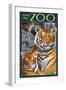 Visit the Zoo - Tiger Family-Lantern Press-Framed Art Print