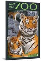Visit the Zoo - Tiger Family-Lantern Press-Mounted Art Print