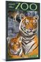 Visit the Zoo - Tiger Family-Lantern Press-Mounted Art Print