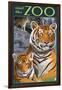 Visit the Zoo - Tiger Family-Lantern Press-Framed Art Print