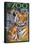 Visit the Zoo - Tiger Family-Lantern Press-Stretched Canvas