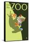 Visit the Zoo, Tree Frog Scene-Lantern Press-Framed Stretched Canvas