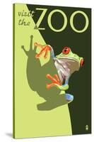 Visit the Zoo, Tree Frog Scene-Lantern Press-Stretched Canvas