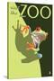 Visit the Zoo, Tree Frog Scene-Lantern Press-Stretched Canvas