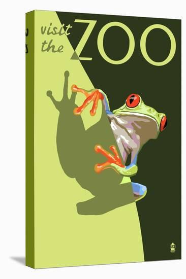 Visit the Zoo, Tree Frog Scene-Lantern Press-Stretched Canvas