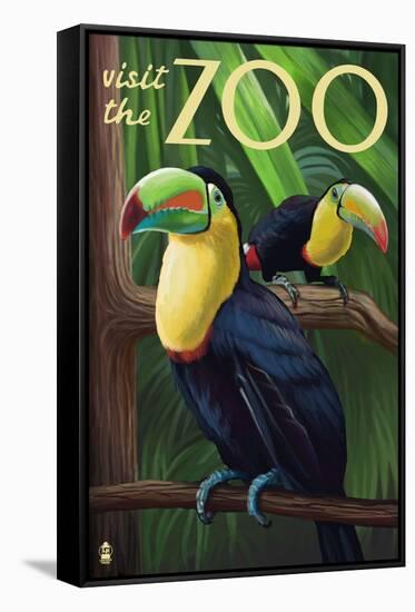 Visit the Zoo, Tucan Scene-Lantern Press-Framed Stretched Canvas