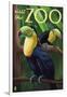 Visit the Zoo, Tucan Scene-Lantern Press-Framed Art Print