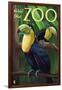 Visit the Zoo, Tucan Scene-Lantern Press-Framed Art Print