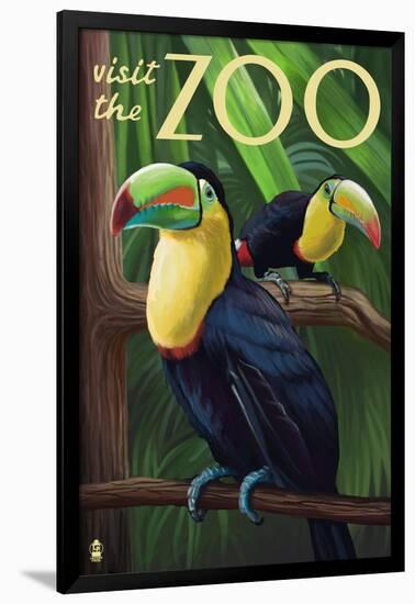 Visit the Zoo, Tucan Scene-Lantern Press-Framed Art Print