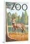 Visit the Zoo, White Tailed Deer Scene-Lantern Press-Framed Art Print