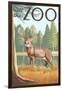 Visit the Zoo, White Tailed Deer Scene-Lantern Press-Framed Art Print