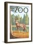 Visit the Zoo, White Tailed Deer Scene-Lantern Press-Framed Art Print