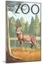 Visit the Zoo, White Tailed Deer Scene-Lantern Press-Mounted Art Print