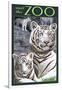 Visit the Zoo - White Tiger Family-Lantern Press-Framed Premium Giclee Print