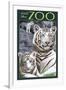 Visit the Zoo - White Tiger Family-Lantern Press-Framed Art Print