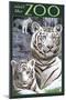 Visit the Zoo - White Tiger Family-Lantern Press-Mounted Art Print