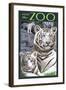 Visit the Zoo - White Tiger Family-Lantern Press-Framed Art Print