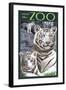 Visit the Zoo - White Tiger Family-Lantern Press-Framed Art Print