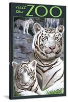 Visit the Zoo - White Tiger Family-Lantern Press-Stretched Canvas