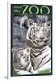 Visit the Zoo - White Tiger Family-Lantern Press-Framed Art Print