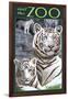 Visit the Zoo - White Tiger Family-Lantern Press-Framed Art Print