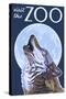 Visit the Zoo, Wolf Howling-Lantern Press-Stretched Canvas