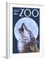 Visit the Zoo, Wolf Howling-Lantern Press-Framed Art Print