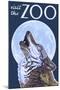 Visit the Zoo, Wolf Howling-Lantern Press-Mounted Art Print