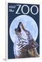 Visit the Zoo, Wolf Howling-Lantern Press-Framed Art Print