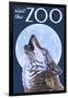 Visit the Zoo, Wolf Howling-Lantern Press-Framed Art Print