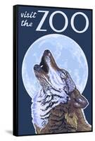 Visit the Zoo, Wolf Howling-Lantern Press-Framed Stretched Canvas