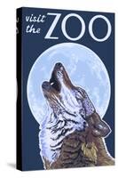 Visit the Zoo, Wolf Howling-Lantern Press-Stretched Canvas