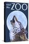 Visit the Zoo, Wolf Howling-Lantern Press-Stretched Canvas