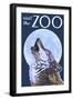 Visit the Zoo, Wolf Howling-Lantern Press-Framed Art Print